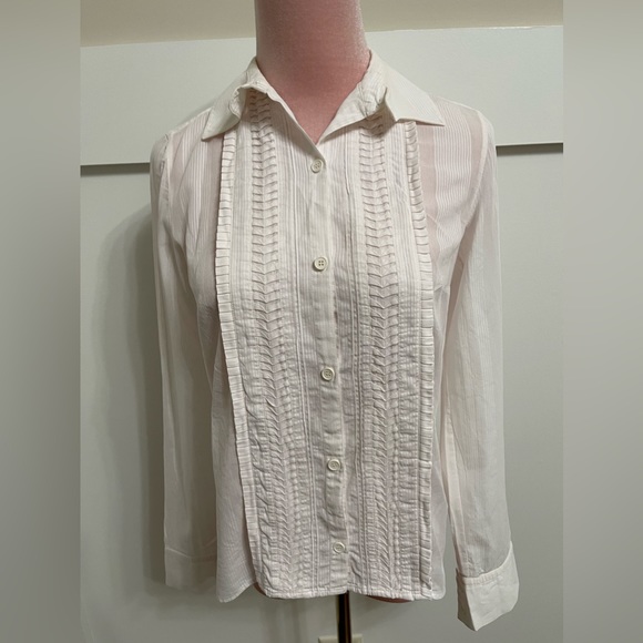 Chloe Victorian Style Pleated Front Button-Down Blouse Size 4 - Picture 6 of 15